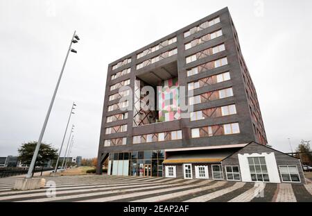 The timber-cladded CIAC building in Middlesbrough, North Yorkshire, UK. 2/11/2019. Photograph: Stuart Boulton. Stock Photo