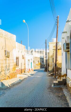 View of a narrow street of the Omani city Sur. Stock Photo