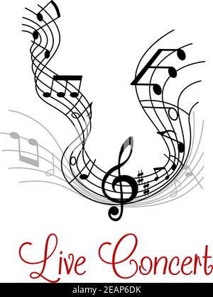 Abstract musical composition  with wave and notes for art or music concert design Stock Vector