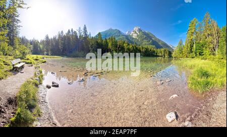 Hintersee lake in Berchtesgaden Alpine landscape panoramic view