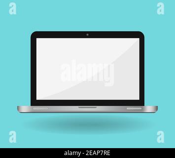 Laptop computer mockup with white screen Stock Vector