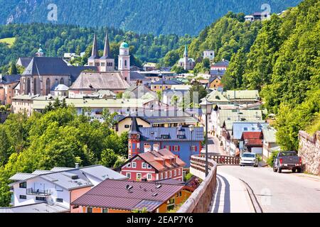 Town of Berchtesgaden and Alpine landscape view