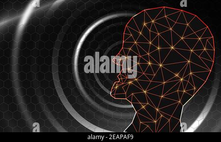 Artificial intelligence concept with digital human face Stock Photo