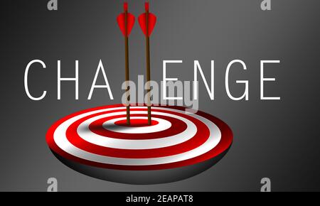 Challengewith arrow on target as business success concept Stock Photo