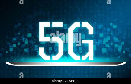Future technology 5G network wireless systems Stock Photo