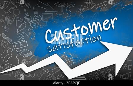 Customer satisfaction concept with creative icon drawings Stock Photo