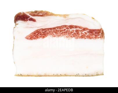 slice of salted Salo with meat layer isolated Stock Photo