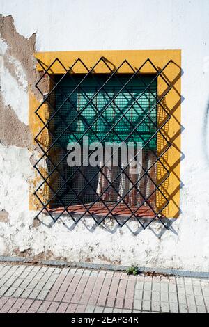 Europe, Spain, Badajoz, Merida, Modern house on Calle Setúbal (Window detail) Stock Photo