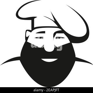 Bearded chef with toque in cartoon style isolated on white, suitable for restaurant and cafe concept Stock Vector