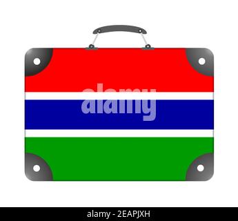 Gambia country flag in the form of a travel suitcase on a white background Stock Photo