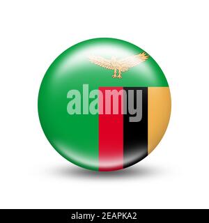 Zambia country flag in sphere with white shadow Stock Photo