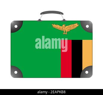 Zambia flag in the form of a travel suitcase on a white background Stock Photo