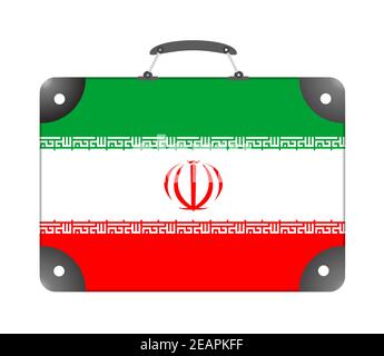 Iran flag in the form of a travel suitcase on a white background Stock Photo
