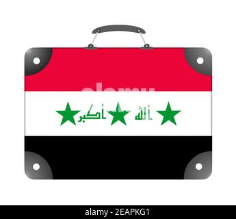 Iraq country flag in the form of a travel suitcase on a white background Stock Photo