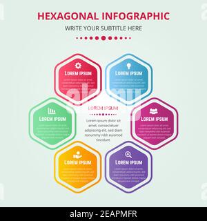 Gradient hexagonal infographic template Stock Vector