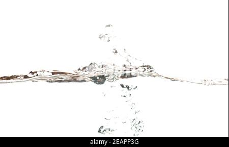 Water wave with air bubbles and a little bit splashed underwater Stock Photo