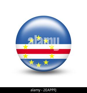 Cape Verde country flag in sphere with white shadow Stock Photo
