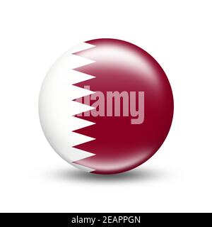 Qatar country flag in a circle with white shadow Stock Photo