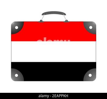 Yemen country flag in the form of a travel suitcase on a white background Stock Photo