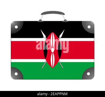 Kenya country flag in the form of a travel suitcase on a white background Stock Photo