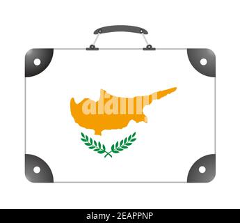 Flag of the country of Cyprus in the form of a suitcase for travel on a white background Stock Photo