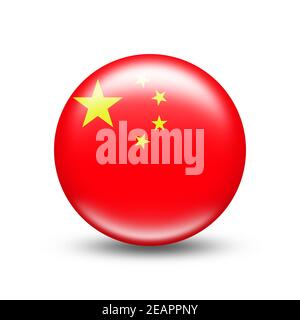 China country flag in sphere with white shadow Stock Photo