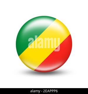 Congo country flag in sphere with white shadow Stock Photo