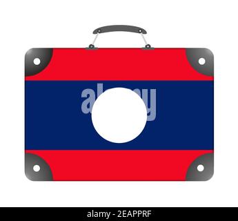 Laos country flag in the form of a travel suitcase on a white background Stock Photo