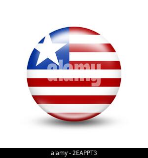 Liberia country flag in sphere with white shadow Stock Photo