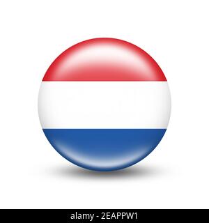 Netherlands country flag in sphere with white shadow Stock Photo