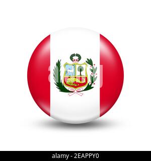 Peru country flag in sphere with white shadow Stock Photo