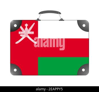 Oman country flag in the form of a travel suitcase on a white background Stock Photo