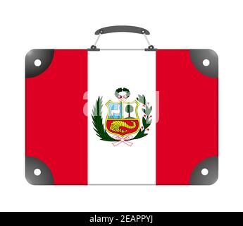 Peru country flag in the form of a travel suitcase on a white background Stock Photo