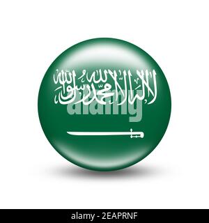 Saudi Arabia country flag in sphere with white shadow Stock Photo