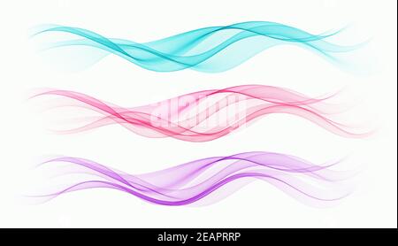 Set of transparent waves. Abstract colour background waves. Stock Vector