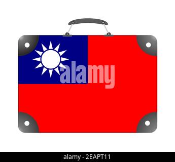 Taiwan country flag in the form of a travel suitcase on a white background Stock Photo