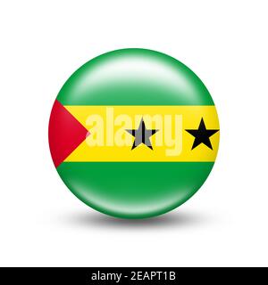 Sao Tome and Principe country flag in sphere with white shadow Stock Photo