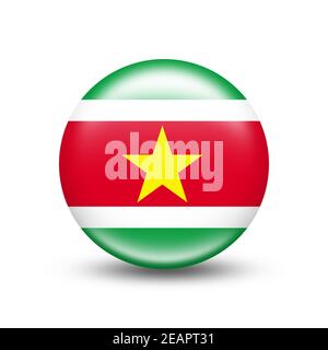 Suriname country flag in sphere with white shadow Stock Photo