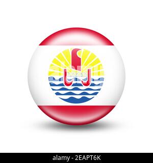 Polynesia country flag in sphere with white shadow Stock Photo