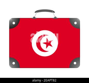 Tunisia flag in the form of a travel suitcase on a white background Stock Photo