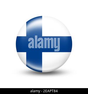 Finland country flag in sphere with white shadow Stock Photo
