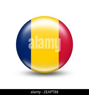 Chad country flag in sphere with white shadow Stock Photo