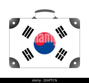 South Korea country flag in the form of a travel suitcase on a white background Stock Photo