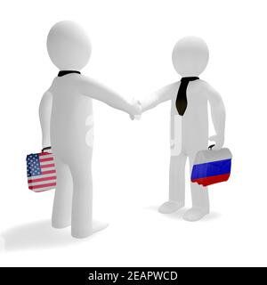 Little men shake hands and agree Stock Photo