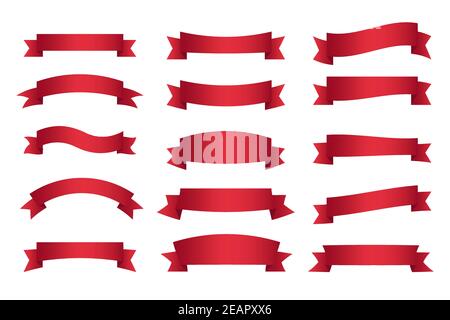 Elegant red ribbons collection Stock Vector