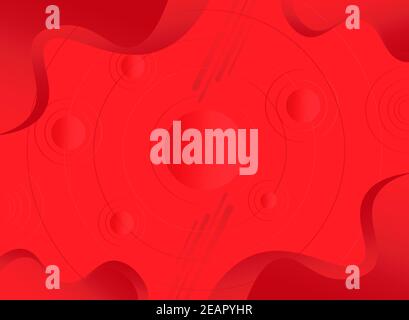 Modern gradient red fluid background with geometric shapes Stock Vector