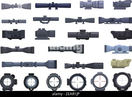Telescopic sight icons set. Cartoon set of telescopic sight vector icons for web design Stock Vector