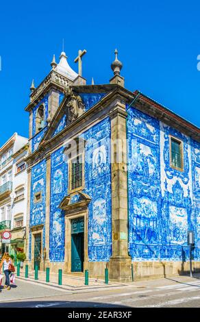 Colourful chapel of souls in Porto, Portugal. Stock Photo