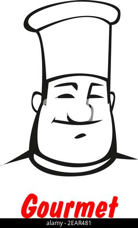 Cartoon smiling friendly chef in traditional  toque for restaurant  and cooking concept Stock Vector