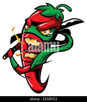 Hot Red Chili Pepper Ninja Stock Vector